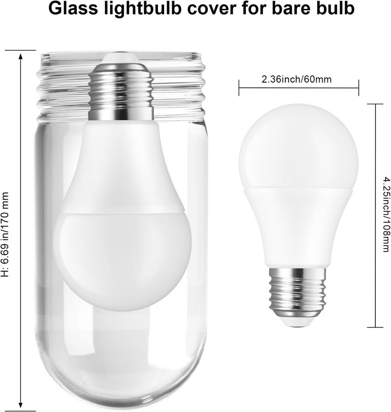 LIFEHIM Green Glass Globe Light Bulb Cover, 3.25" Threaded Replacement for Outdoor & Signal Lights, Heavy Duty Borosilicate Glass Cover for Vapor Proof Fixtures, Porch, Patio, E26 Bulbs & L10-X007/L10-X006 - Image 3